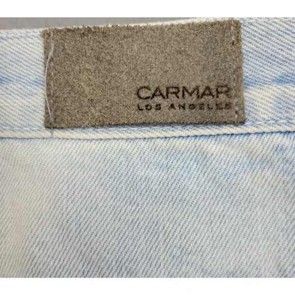 Carmar Distress Mini Jean Skirt Womens 23 Blue Denim Pockets Full Zip Grunge - Picture 2 of 13